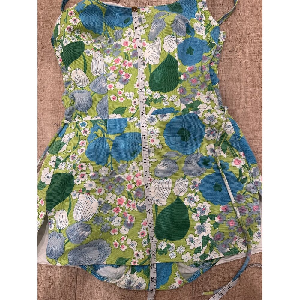 Vintage Cole of California Blue Floral Print Scoop Neck Sleeveless Swimsuit Sz 4 - Picture 3 of 9